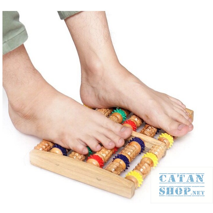 Cây massage chân bằng Gỗ cao cấp, Cây lăn chân 6 thanh Gỗ siêu tiện dụng-GD437-Massage-ChanGo