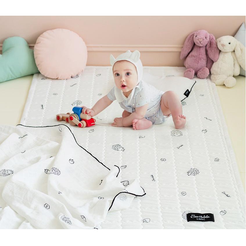 Thảm trải lõi lưới 3D Loe mềm mại siêu thông thoáng cho bé từ sơ sinh-6 tuổi nhập khẩu Bonitabebe HQ