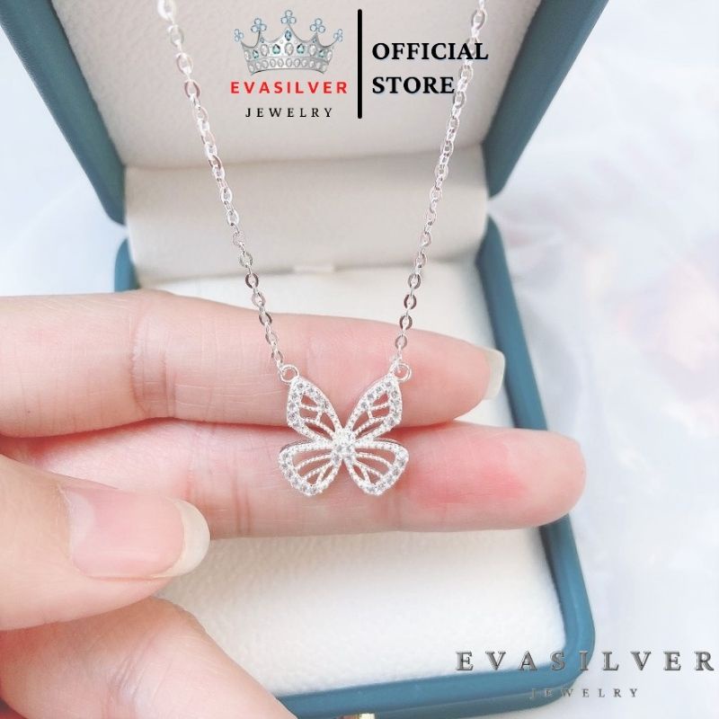 Dây chuyền bạc nữ Evasilver hình đôi cánh (Ảnh thật), Vòng cổ chất liệu bạc ta sang trọng nữ tín