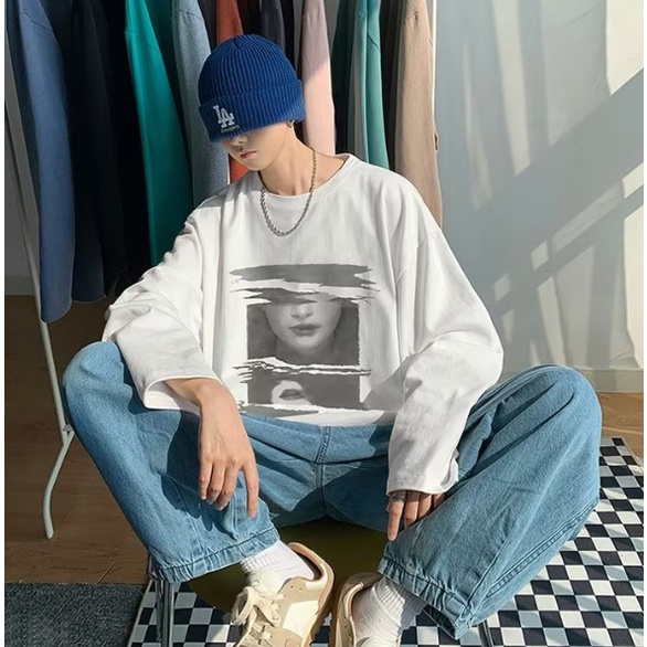 Áo Thun Tay Dài Oversize Chất Liệu Cotton In Họa Tiết Mỹ Thời Trang Mùa Hè Cho Nam Và Nữ SIze M-8XL