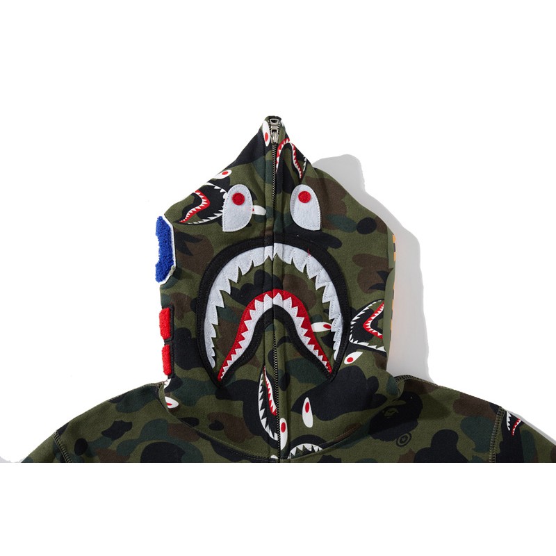 BAPE Áo Hoodies Có Nón Dài Tay Họa Tiết Rằn Ri Thời Trang