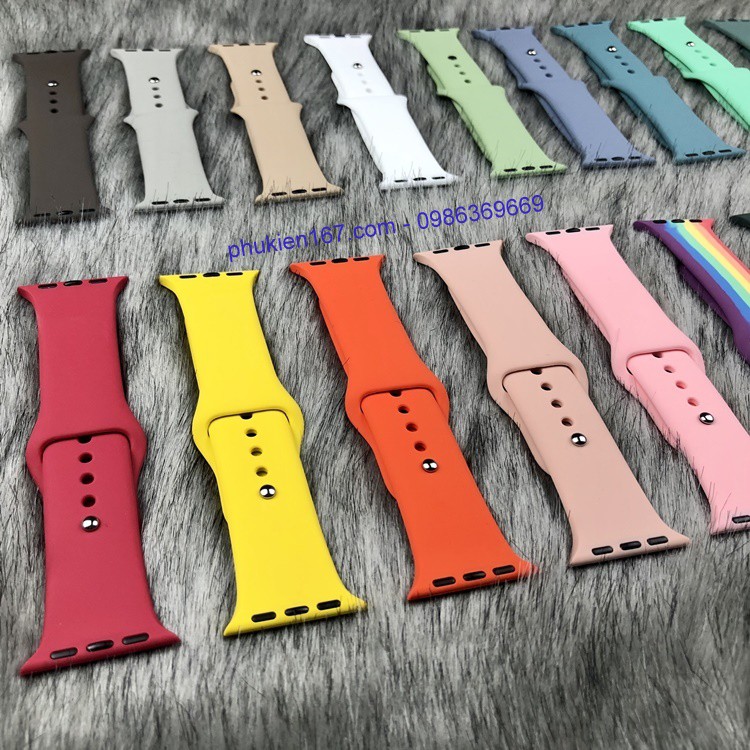 Dây cao su silicone cho Apple Watch Seri 1/2/3/4/5/6/7 và đồng hồ T500, T500+, HW12, HW22 Pro... Size 38/40/41/42/44/45