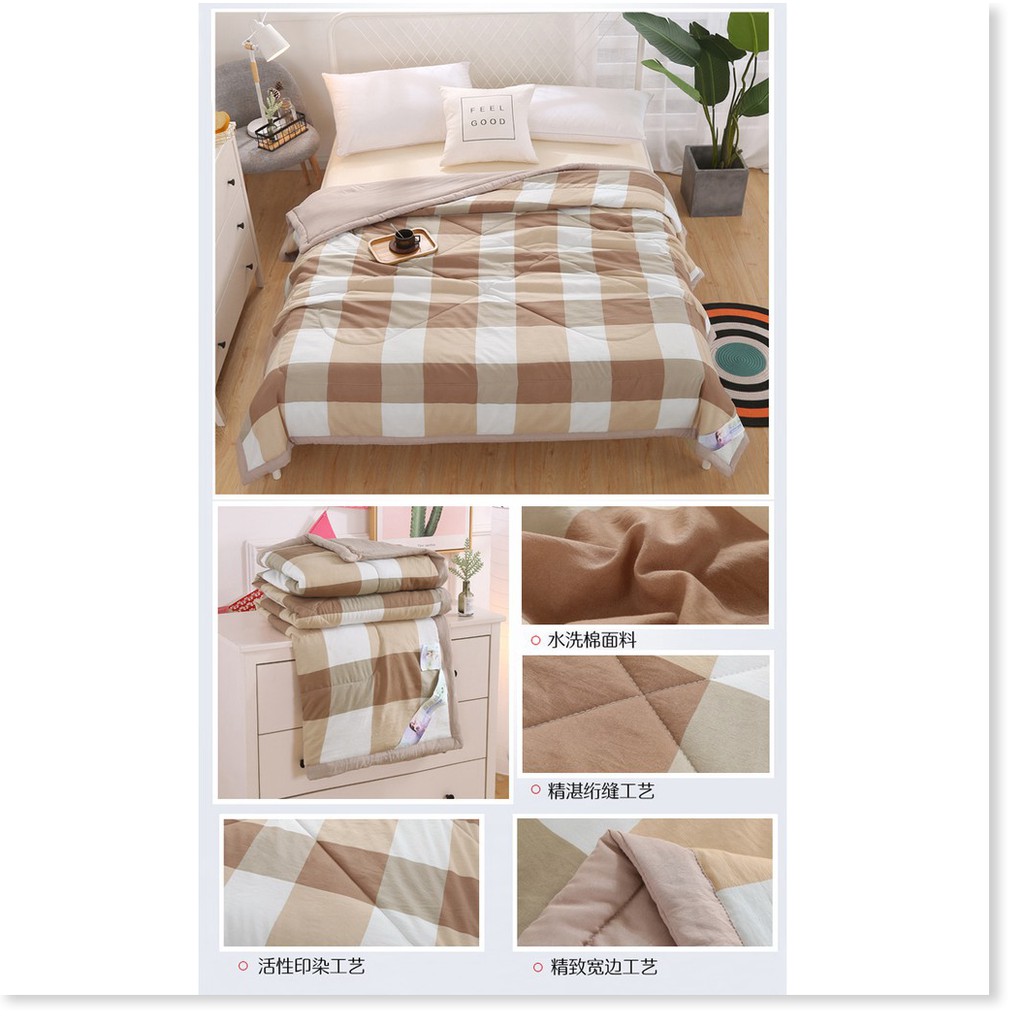 Mền 1 ĐỔI 1   Chăn bông cotton hình ca rô 200x230cm, mềm mịn với da, không bị phai màu. 8393