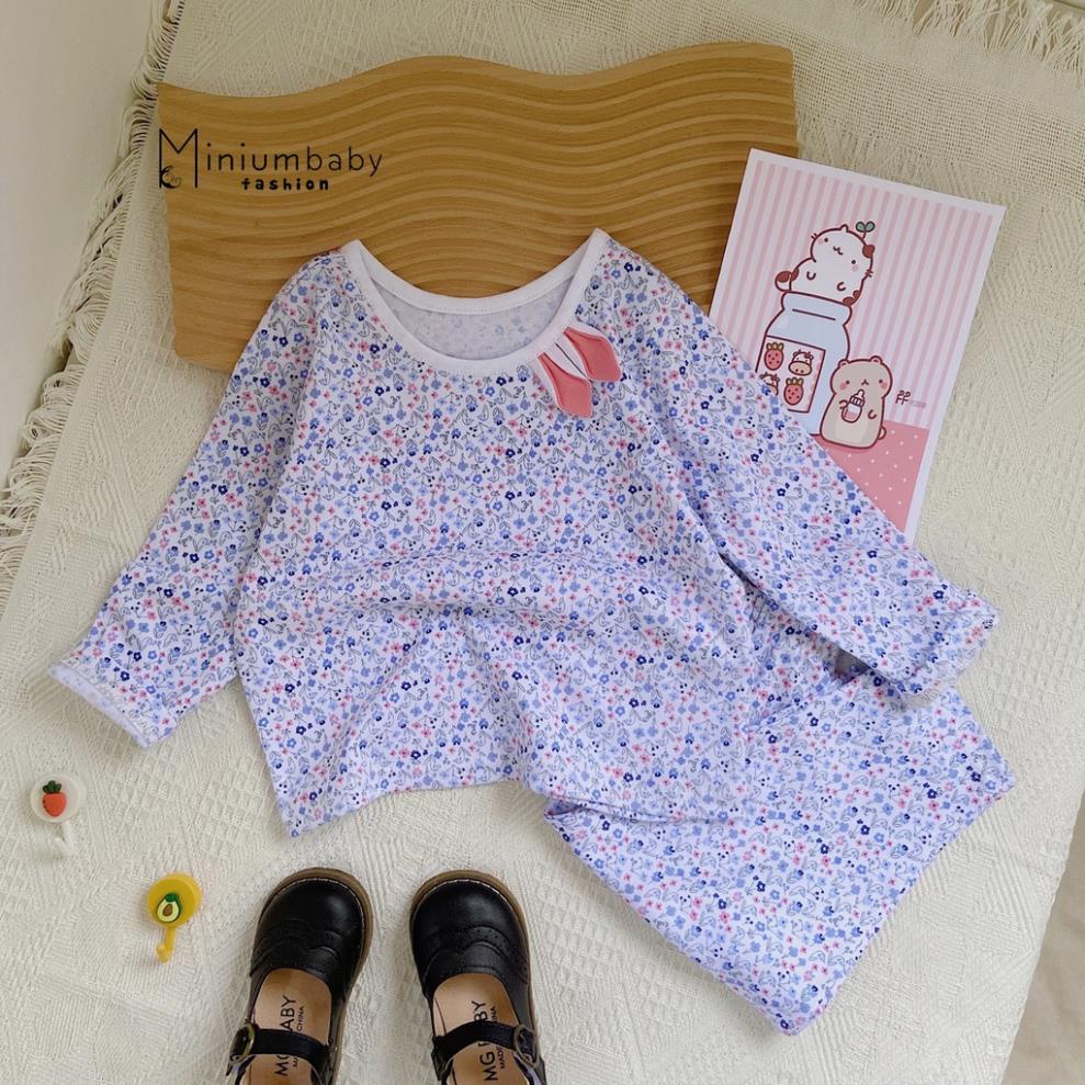 Bộ đồ dài tay quần dài thu đông hoa nhí tai thỏ cho bé gái chất 100% cotton, quần áo trẻ em MiniumBaby-SB1062
