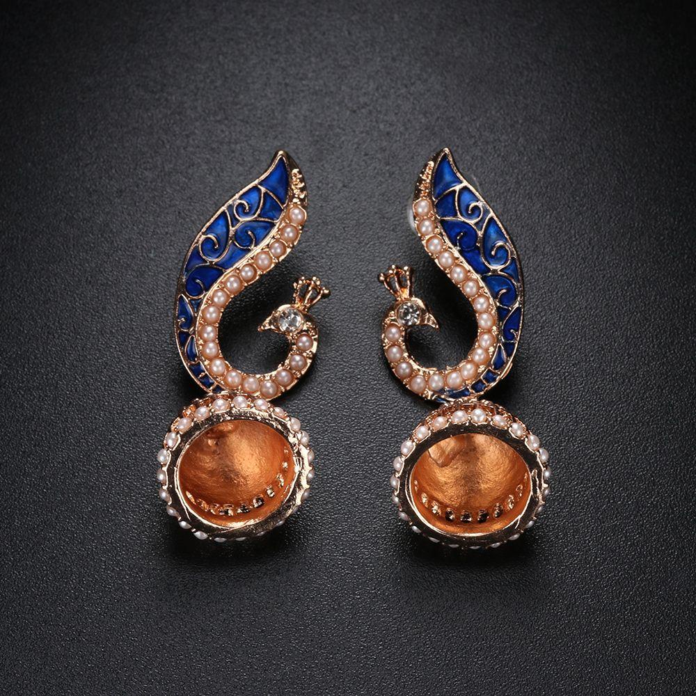 1 Cặp Bông Tai Hình Chim Công Phong Cách Gypsy Ấn Độ Dân Tộc