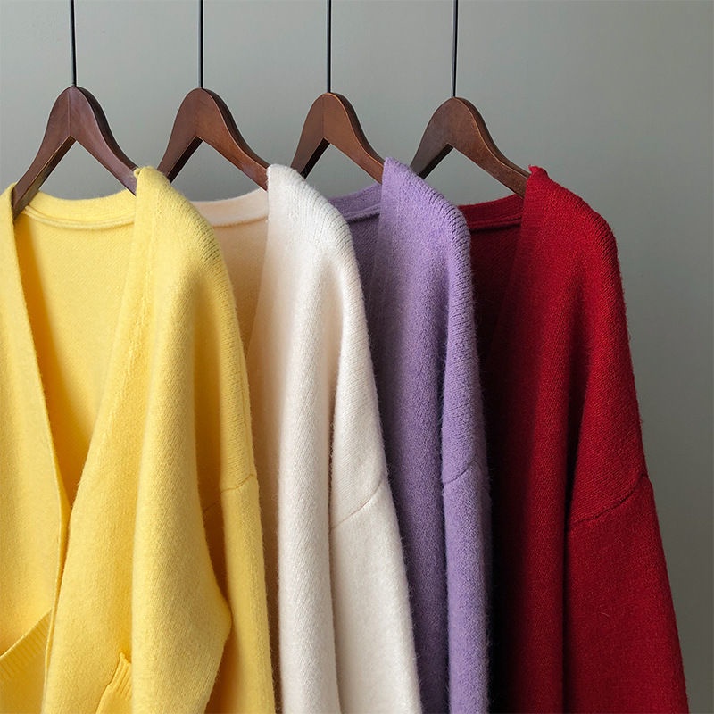 Áo Khoác Len cardigan Cổ Chữ V Dáng Rộng Đơn Giản Thời Trang Hàn Quốc 2022