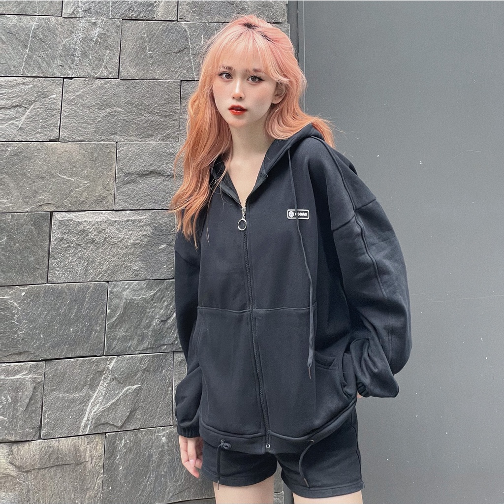 Áo khoác nỉ chân cua hoodie zip - Gooan
