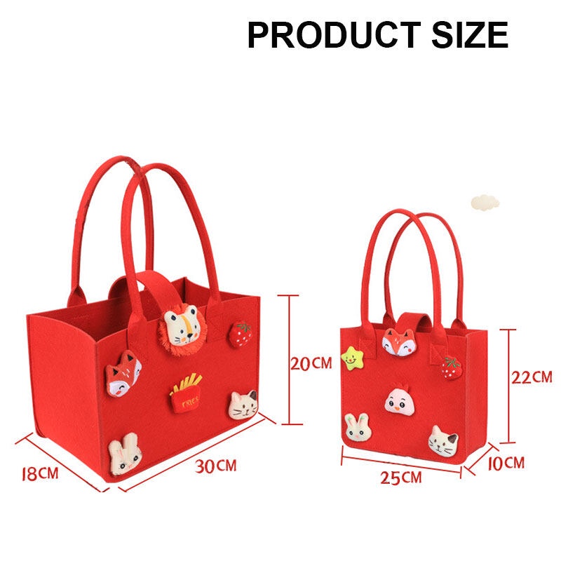 Túi xách YADOU gấu dâu túi nỉ xách tay  đựng quà họa tiết hoạt hình xinh xắn dành cho bé gái