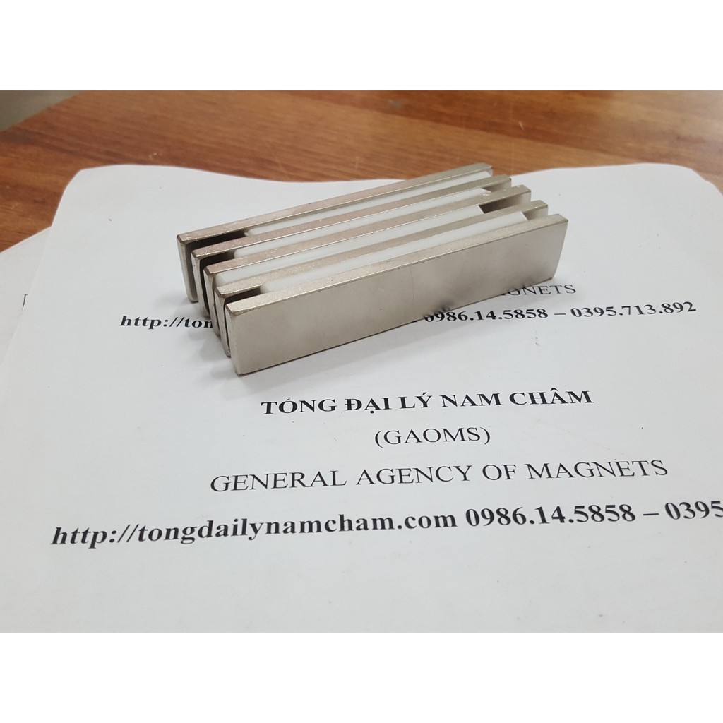 Nam châm thanh 100x20x5mm, nam châm trắng đất hiếm lực hút siêu mạnh 100*20*5mm