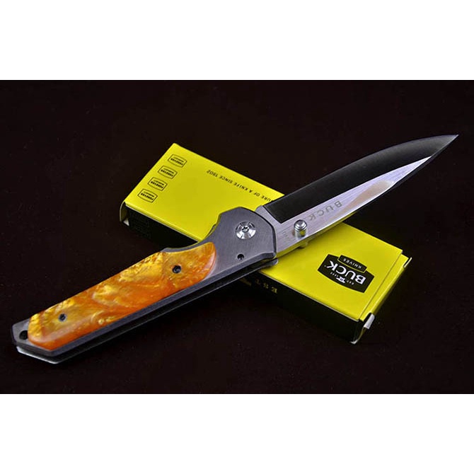 Dao phượt _  Xếp Buck USA 23 Cán Khảm H Phach