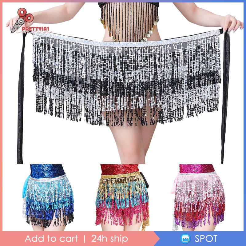 Chân váy tua rua đính kim sa màu đen/bạc