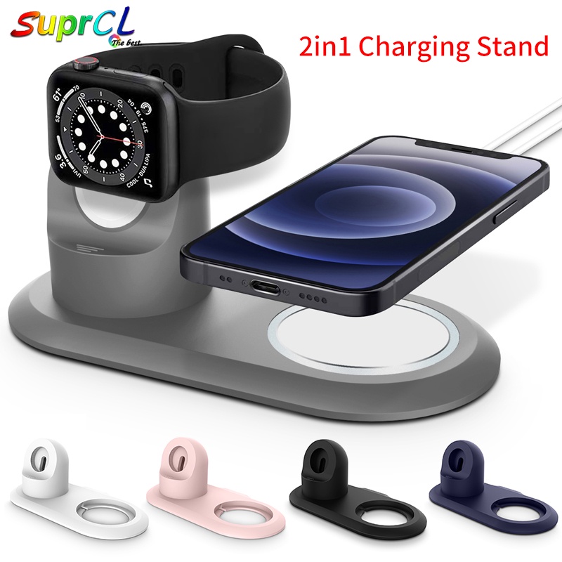 Đế Sạc 2 Trong 1 Cho Đồng Hồ Thông Minh watch i-watch series 7 6 5 4 3 se for I-Phone 12 Pro max 13