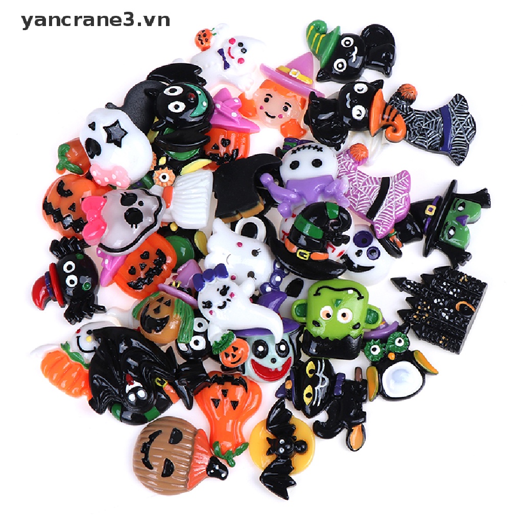 Bộ 10 Quả Bí Ngô Ma Quỷ Bí Ngô Halloween Bằng Nhựa resin DIY yancrane3.vn