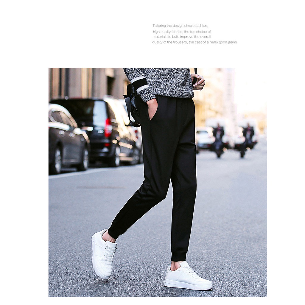 Quần Jogger Nam màu Đen Trơn Mới (Cạp chun dây rút tiện dụng)