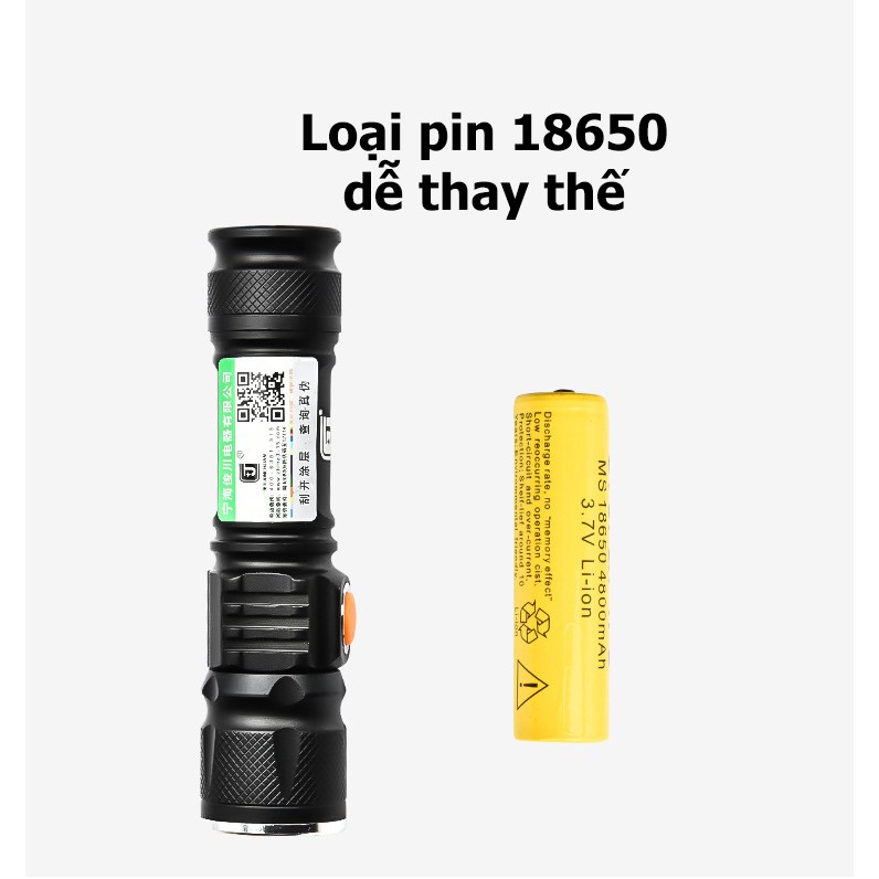 Đèn Pin Siêu Sáng mini T6 Chống Nước Pin Có Thể Sạc tiện dụng
