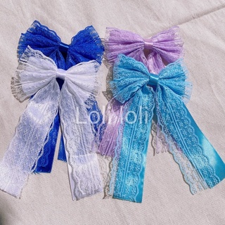 kẹp tóc nơ ruy băng đuôi dài , kẹp bấm ruy băng phối ren phong cách Hàn Quốc