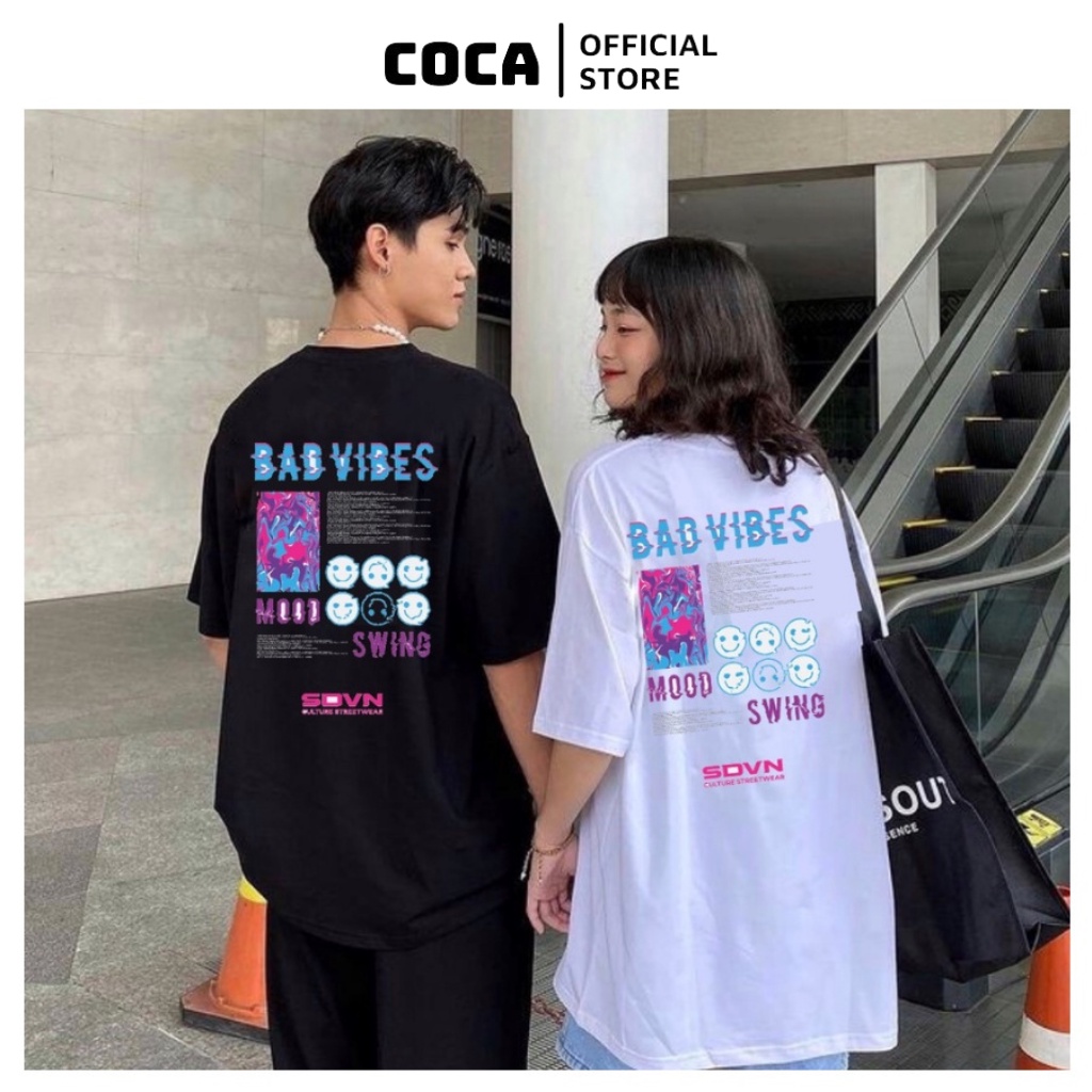 Áo Thun Tay Lỡ Unisex BAD.VIBES Coca Store, Áo Phông Nam Nữ Form Rộng, Đủ Size Từ 36kg Đến 75kg.