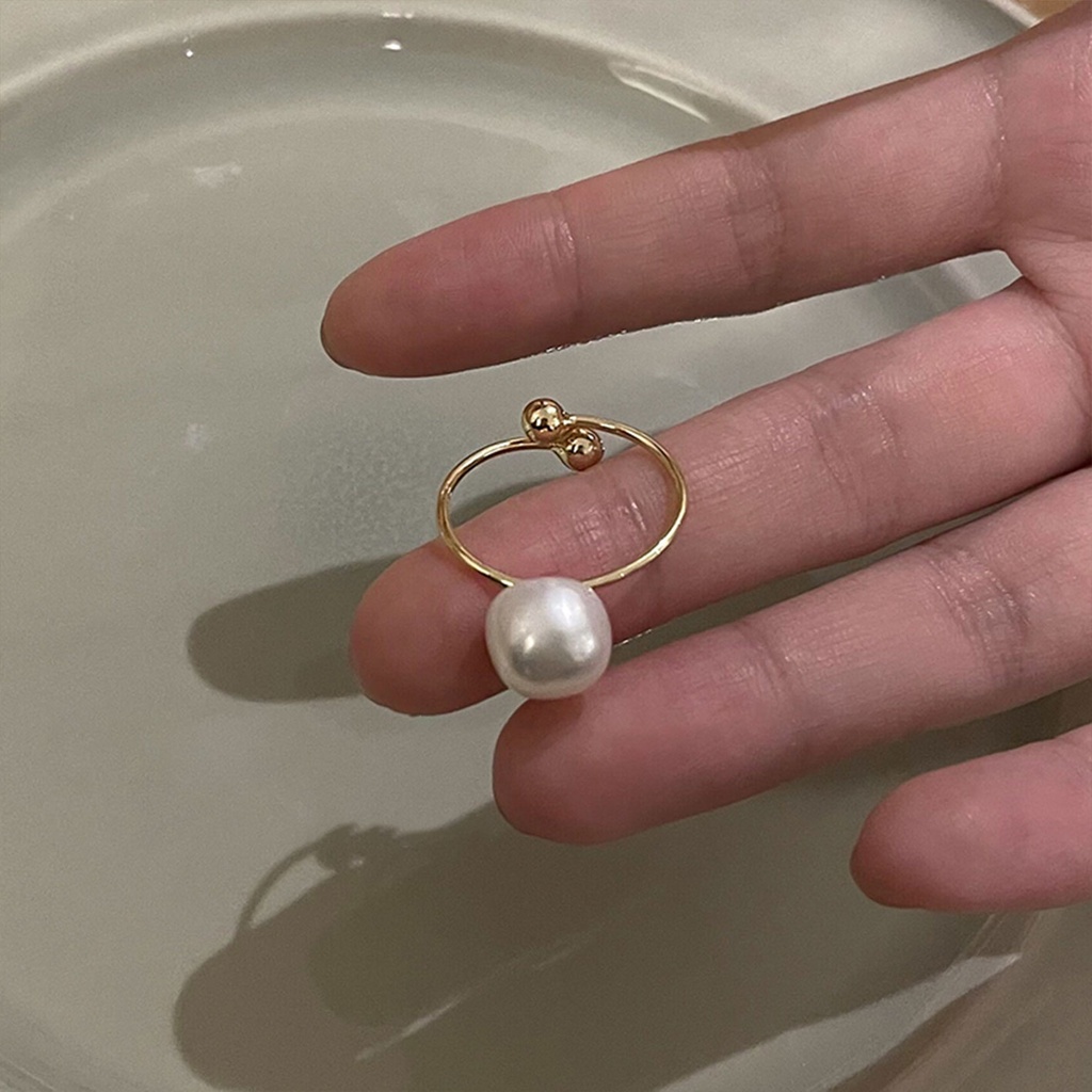 Nhẫn Hở Đính Ngọc Trai Thiết Kế Đơn Giản Có Thể Điều Chỉnh Cao Cấp Thời Trang Mùa Hè Dành Cho Nữ