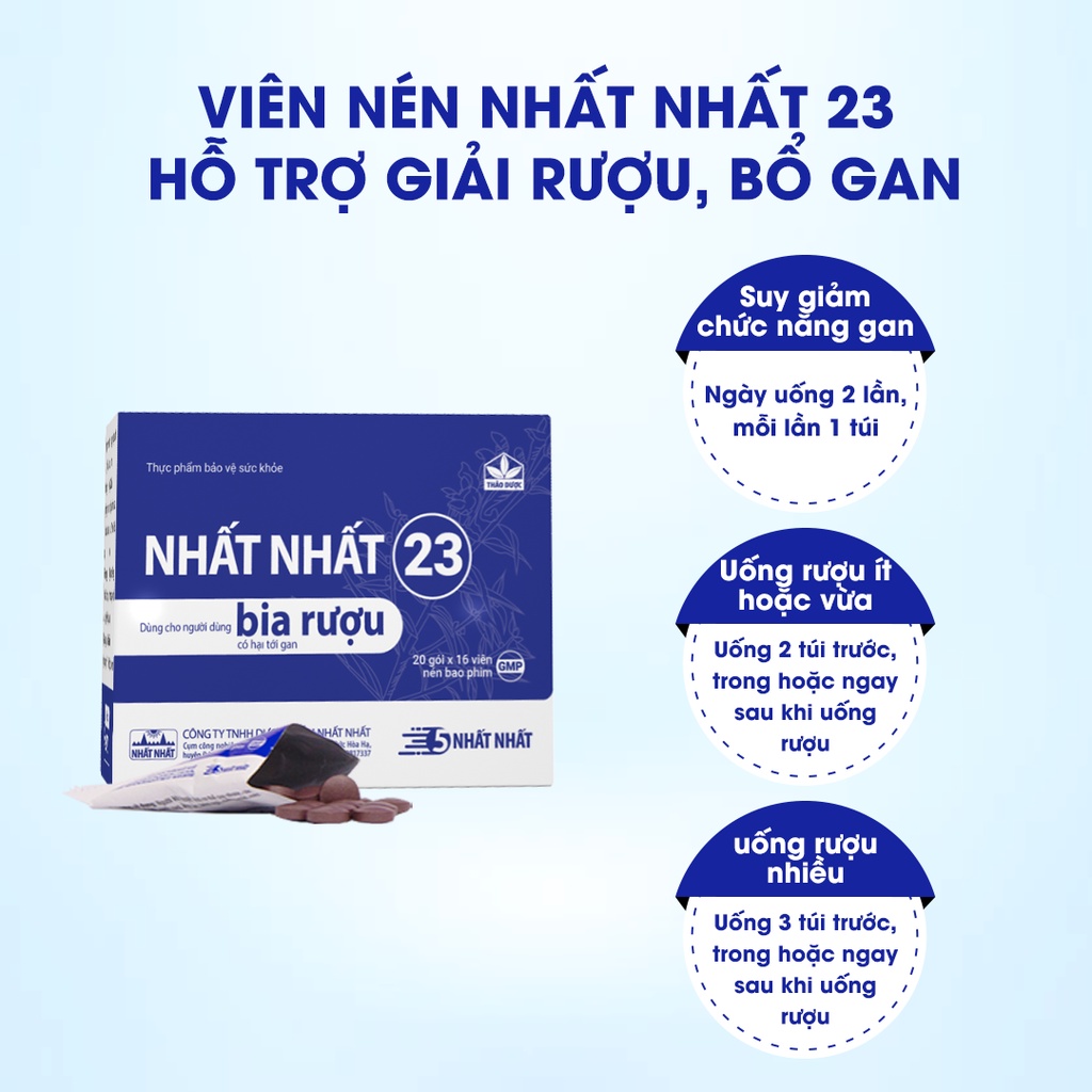 Viên Giải Rượu - Nhất Nhất 23 - Giúp Bổ Gan, Tăng Cường Giải Độc Rượu, Giảm Dị Ứng, Mề Đay