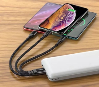 Cáp NGẮN SẠC DỰ PHÒNG HOCO X47 Harbor 3 ĐẦU 25cm IPHONE TYPEC MICRO
