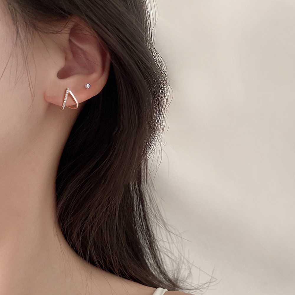 Khuyên Tai Hình Trái Tim Mạ Bạc 925 Phong Cách Hàn Quốc