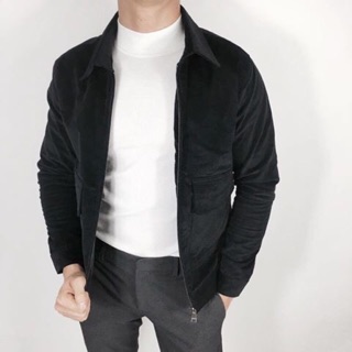 Áo khoác Biker kaki nhung