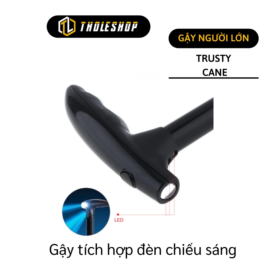 Gậy Trusty Cane cho người cao tuổi gấp gọn 3 lần dài 90cm có đèn Pin tiện lợi 2178