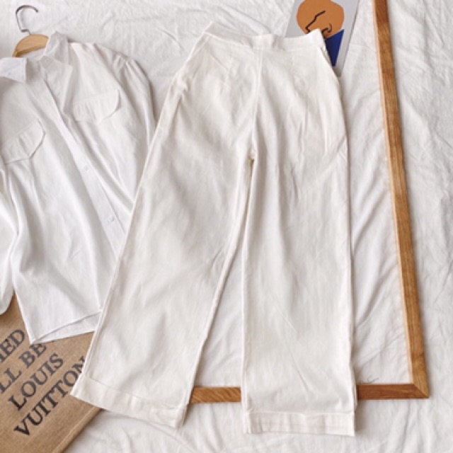 SÉT SƠ MI TRẮNG 2 TÚI + QUẦN SUÔNG | BigBuy360 - bigbuy360.vn