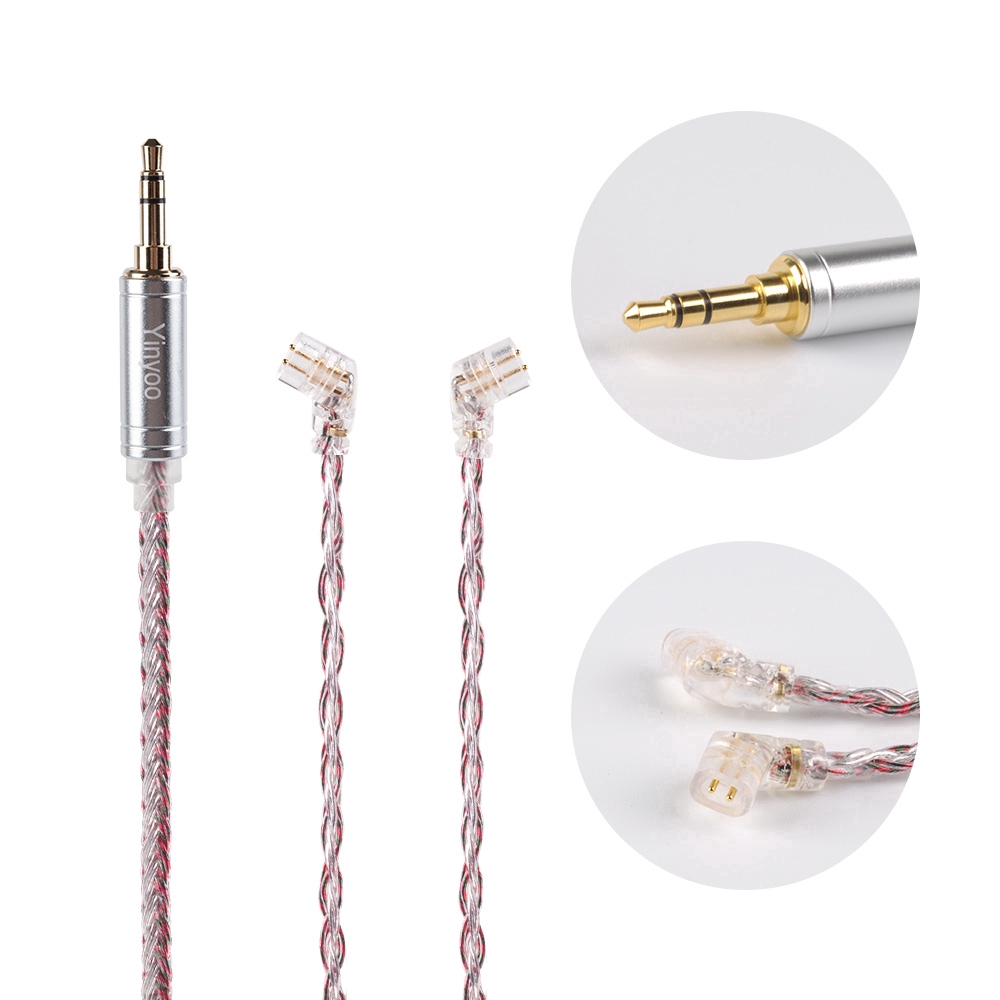 Dây cáp YINYOO 16 sợi lõi mạ bạc độ tinh khiết cao với đầu nối MMCX/ 2PIN/ QDC cho KZ ZSN Pro ZSA AS10 AS16 AS12 CCA