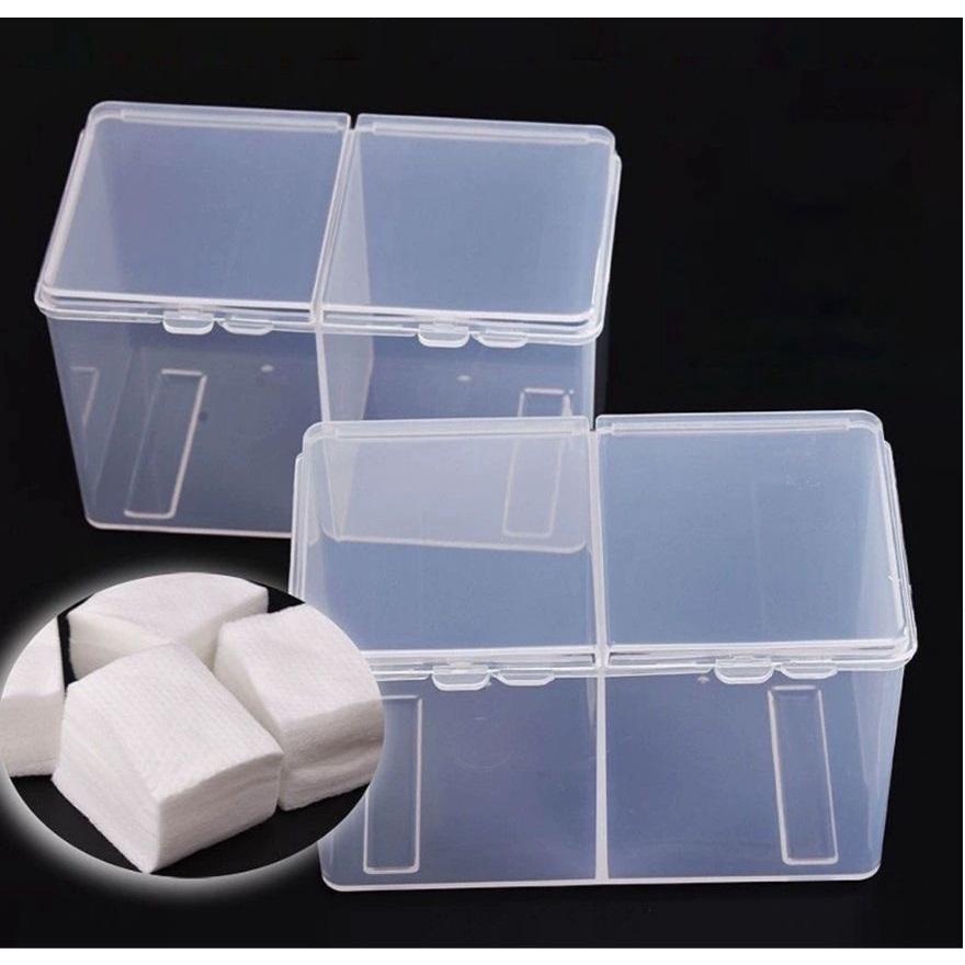 Hộp đựng giấy lau gel 2 ngăn có nắp - hộp nhựa đựng dụng cụ nail - manh219