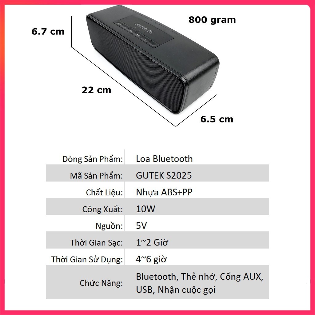 Loa bluetooth mini S2025 âm thanh cực chất, giá sốc, kết hợp thẻ nhớ, usb, jack 3.5mm - Mee Store 247