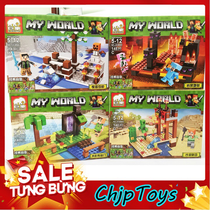 [Mã TOYJULY hoàn 20K xu đơn 50K] ĐỒ CHƠI LẮP RÁP- COMBO 4 BỘ LEGO MY WORLD NHIỀU CHI TIẾT