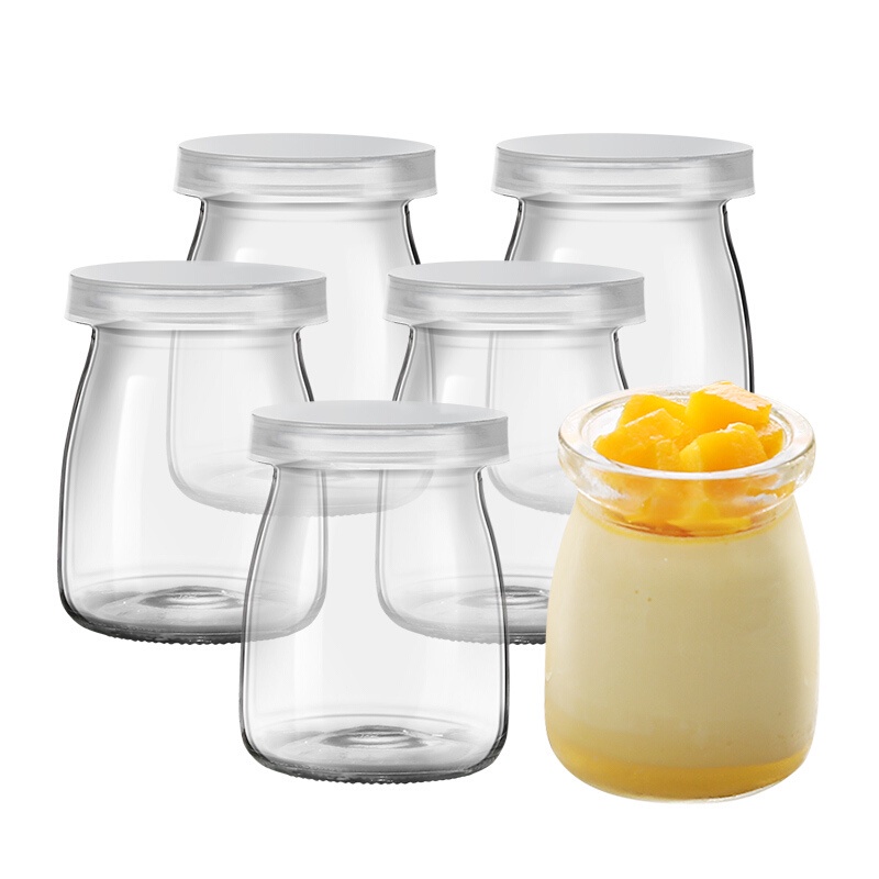 Cốc Thủy Tinh Sữa Chua Có Nắp, Hũ Làm Bánh Pudding Caramel An Toàn Tiện Lợi