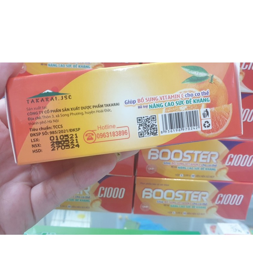 Sủi Tăng Đề  Kháng Booster C1000 mg +Kẽm  Hỗ Trợ Nâng Cao Sức Đề Kháng