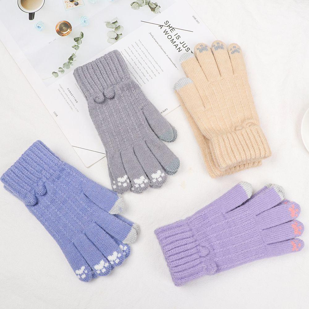 Găng Tay Dệt Kim Mềm Mại Co Giãn Thời Trang Mùa Đông