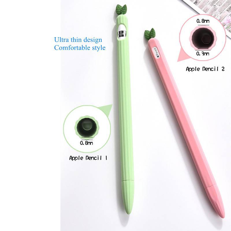 Ốp Lưng Silicone Chống Trượt Cho Apple Pencil 1 / 2 (1 Bút Chì + 1 Đầu Bút Cảm Ứng 6 &quot;