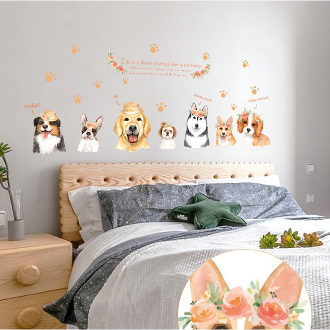 Decal trang trí tường Các Chú Chó đáng yêu