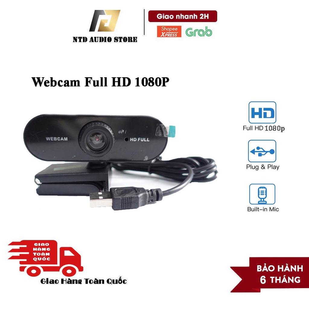 Webcam máy tính Full HD 1080P | Webcam có mic tích hợp sẵn, Kết nối dễ dang, học online, livetream | bảo hành 6 tháng