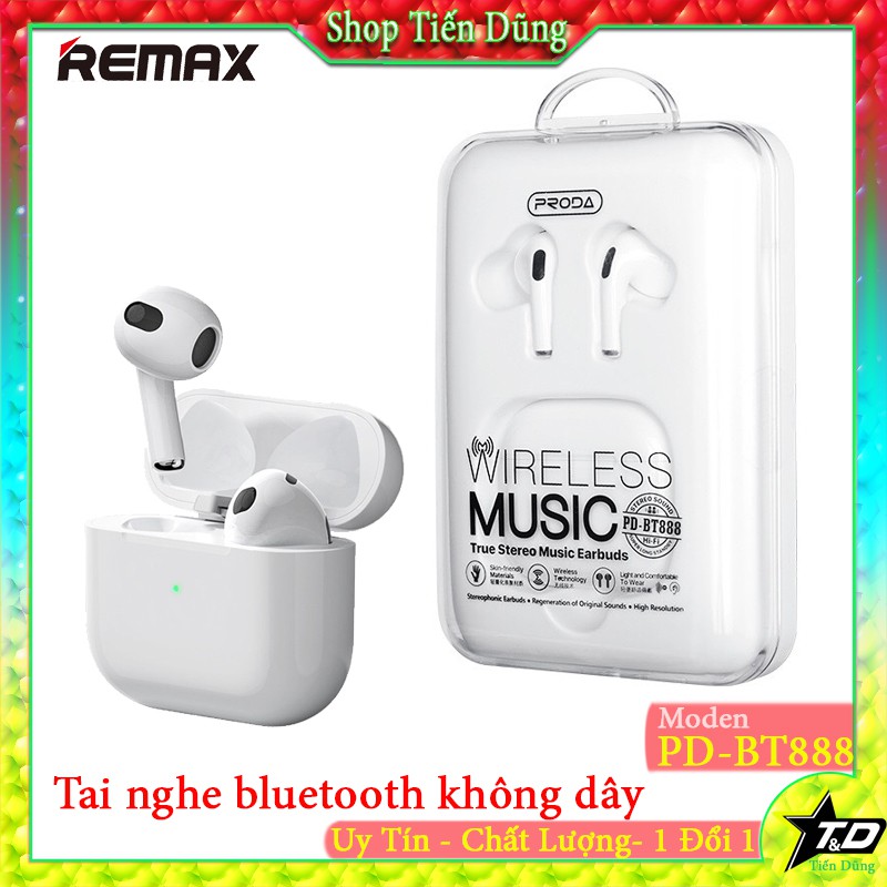 Tai nghe Bluetooth TWS Remax Proda PD BT888 AirPlus Pro Hỗ Trợ Sạc Không Dây V5.0 bản nâng cấp Remax Proda PD BT900