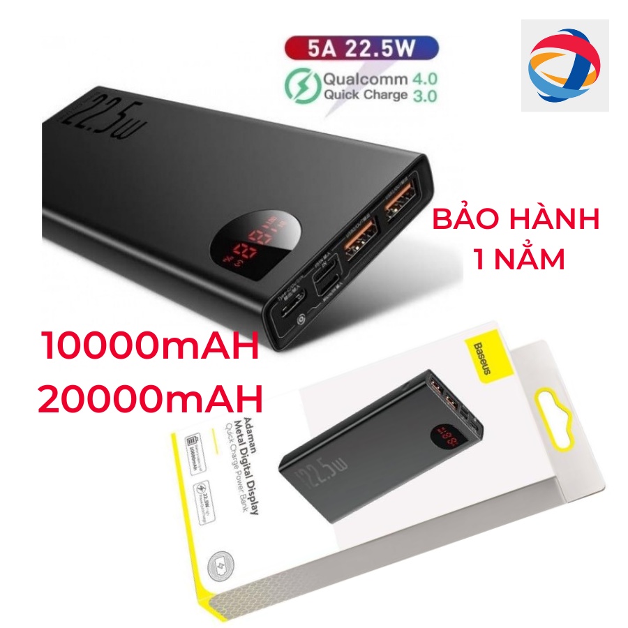 🔥Pin sạc dự phòng baseus Power bank ADAMAN metal display 10000mAh/22,5w, 20000mAh/22,5w