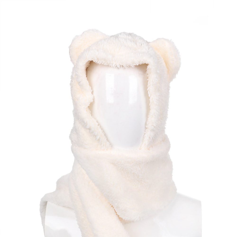 Nón Trùm Đầu Kiêm Khăn Choàng Cổ Ấm Áp Hình Gấu Dễ Thương Thời Trang Mùa Đông Cho Nữ