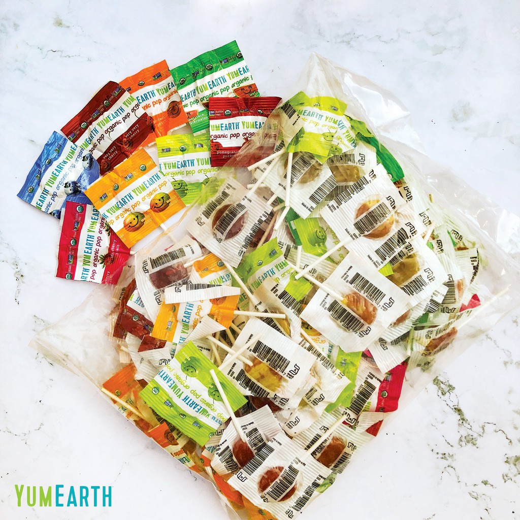 Kẹo mút hữu cơ hương vị trái cây Yumearth - Cây lẻ - Vị lựu/ Đào/ Việt quất/ Xoài/ Dưa hấu/ Cherry/ Táo