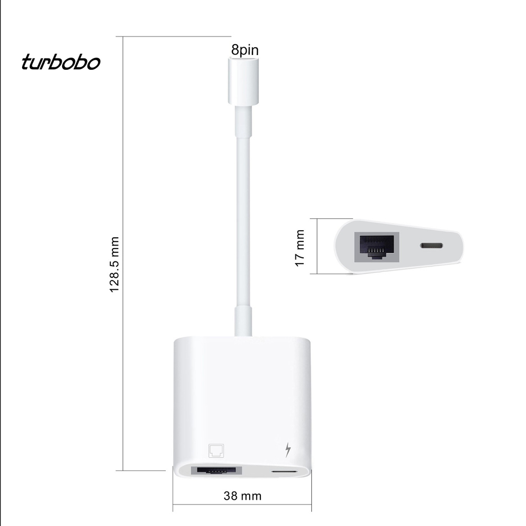 Đầu chuyển đổi Ethernet bằng ABS từ 8pin sang RJ45 thích hợp cho thiết bị Apple