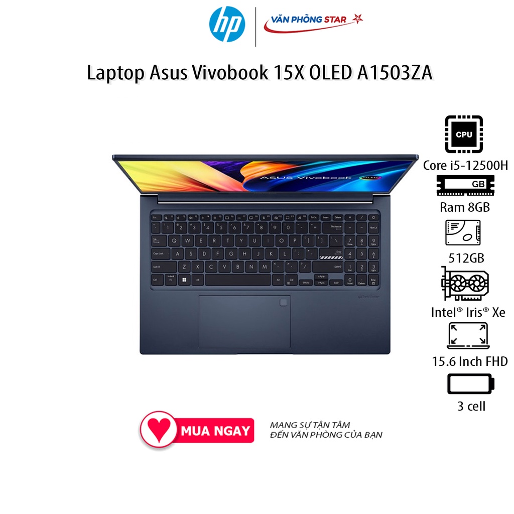 Laptop Asus Vivobook 15X OLED A1503ZA-L1422W (Core i5-12500H | 8GB | 512GB | Intel® Iris® Xe | 15.6 inch OLED FHD