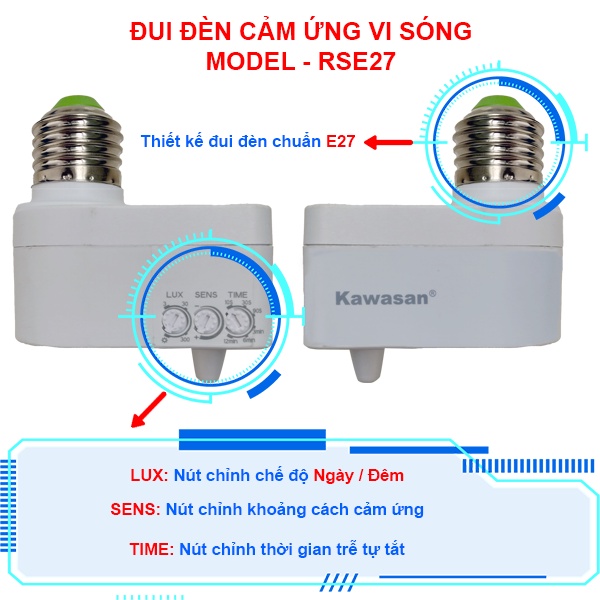 ĐUI ĐÈN CẢM ỨNG VI SÓNG RSE27