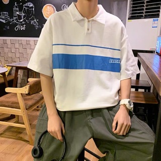 [CÓ SẴN - ẢNH THẬT] Áo polo trắng tay lỡ phối màu unisex Hàn Quốc form rộng phong cách Ulzzang