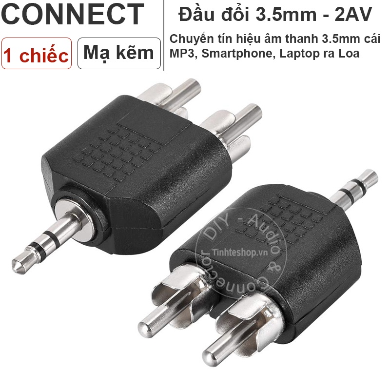 Đầu đổi 3.5 ra 2 AV đực 1 chiếc - 3.5mm male to 2 RCA male adapter