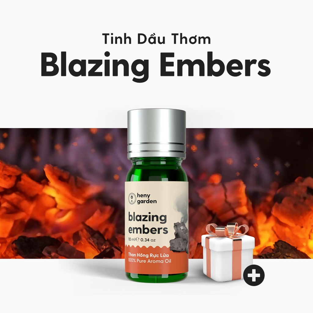 Tinh Dầu Phối Hương Blazing Embers (Gỗ Khói) Xông Thơm Phòng, Làm Nến Thơm Thiên Nhiên Heny Garden 10mL