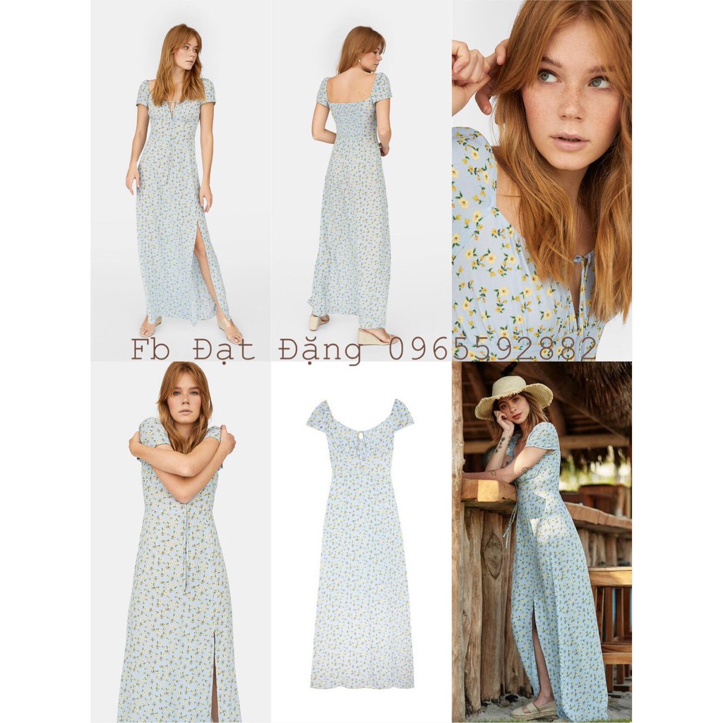 Đầm dài họa tiết hoa Stradivarius size S,M (S nhỏ nhất)