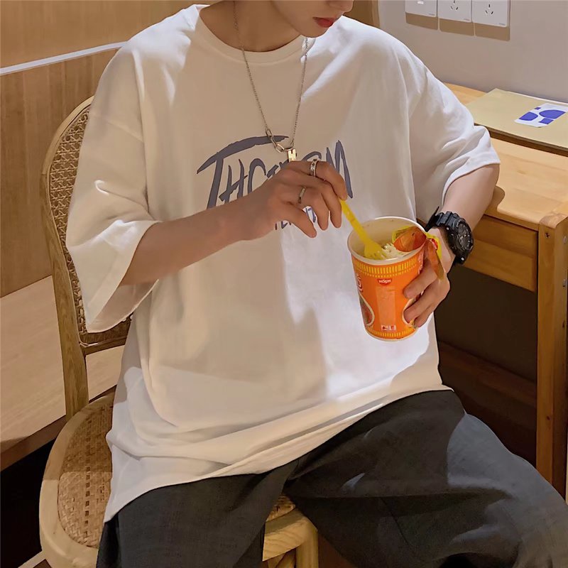 Áo Thun Tay Ngắn Dáng Rộng In Chữ Phong Cách Hip Hop Hàn Quốc Thời Trang Mùa Hè Cho Nam Và Nữ size M-5XL